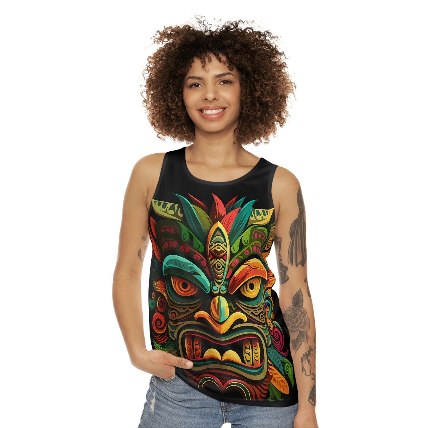 Horn Tiki Unisex Tank Top (AOP)