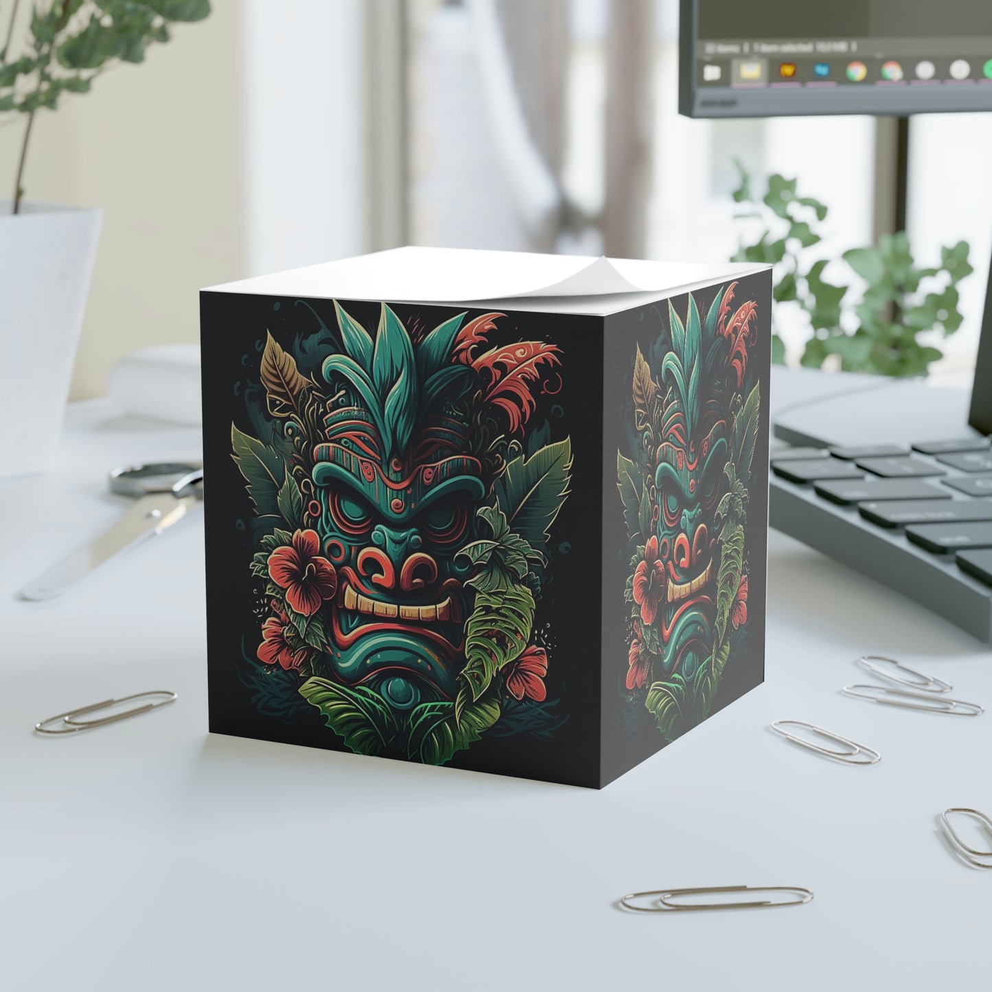 Green Tiki Note Cube