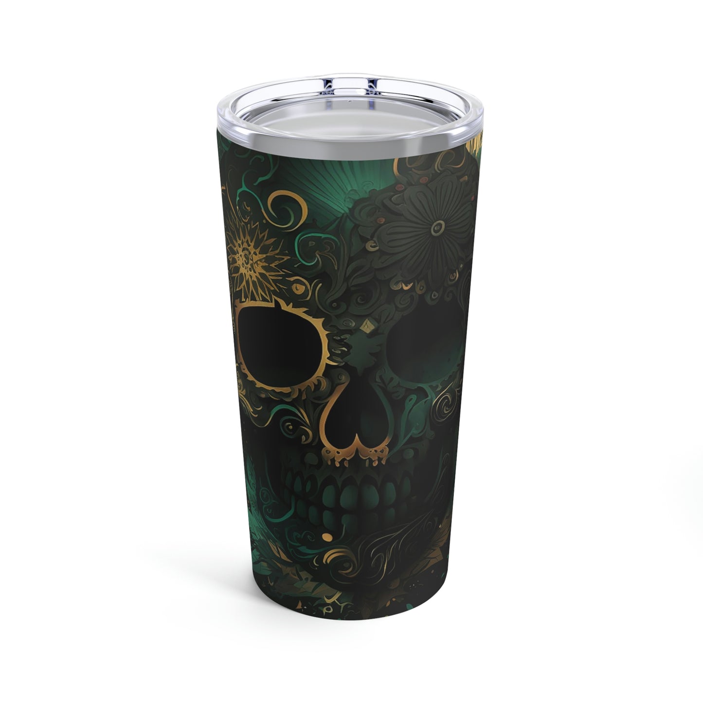 Green and Gold Skull Tumbler 20oz