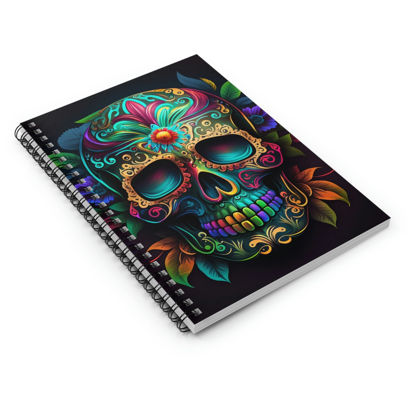 Flower Sugar Skull Spiral Notebook - Ruled Line