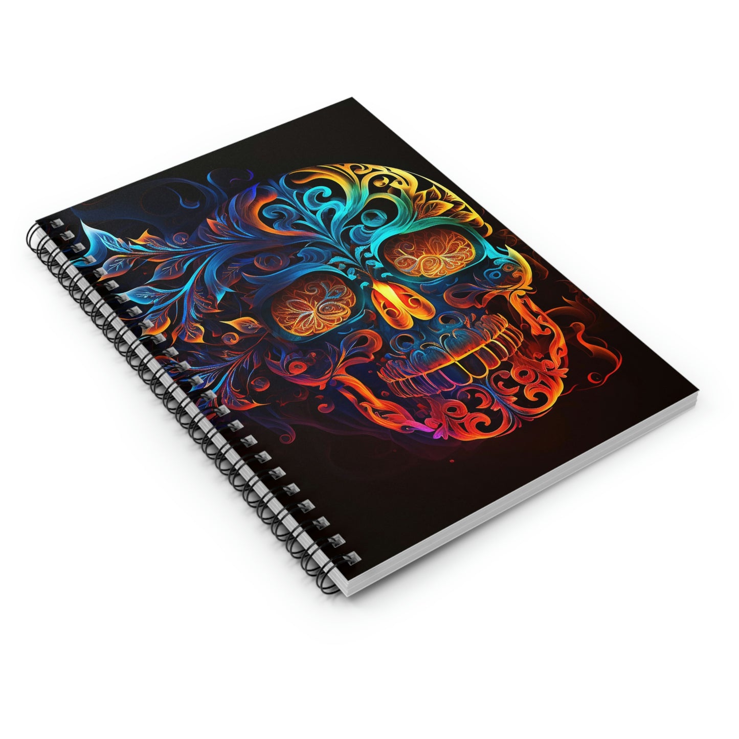 Elemental Flame Sugar Skull Spiral Notebook - Ruled Line
