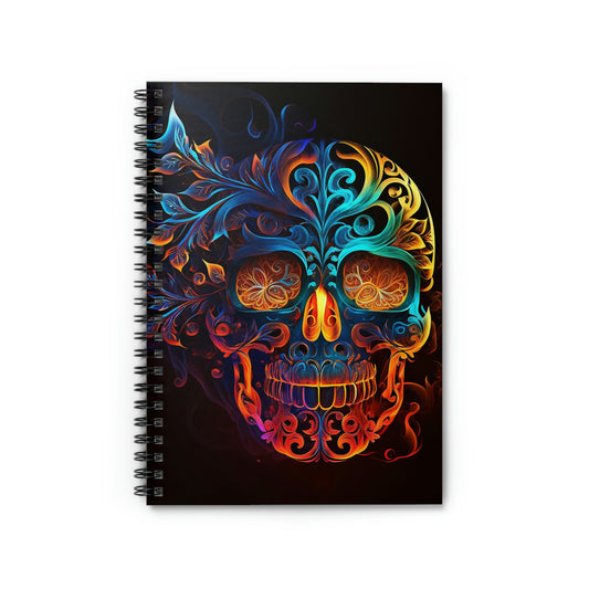 Elemental Flame Sugar Skull Spiral Notebook - Ruled Line