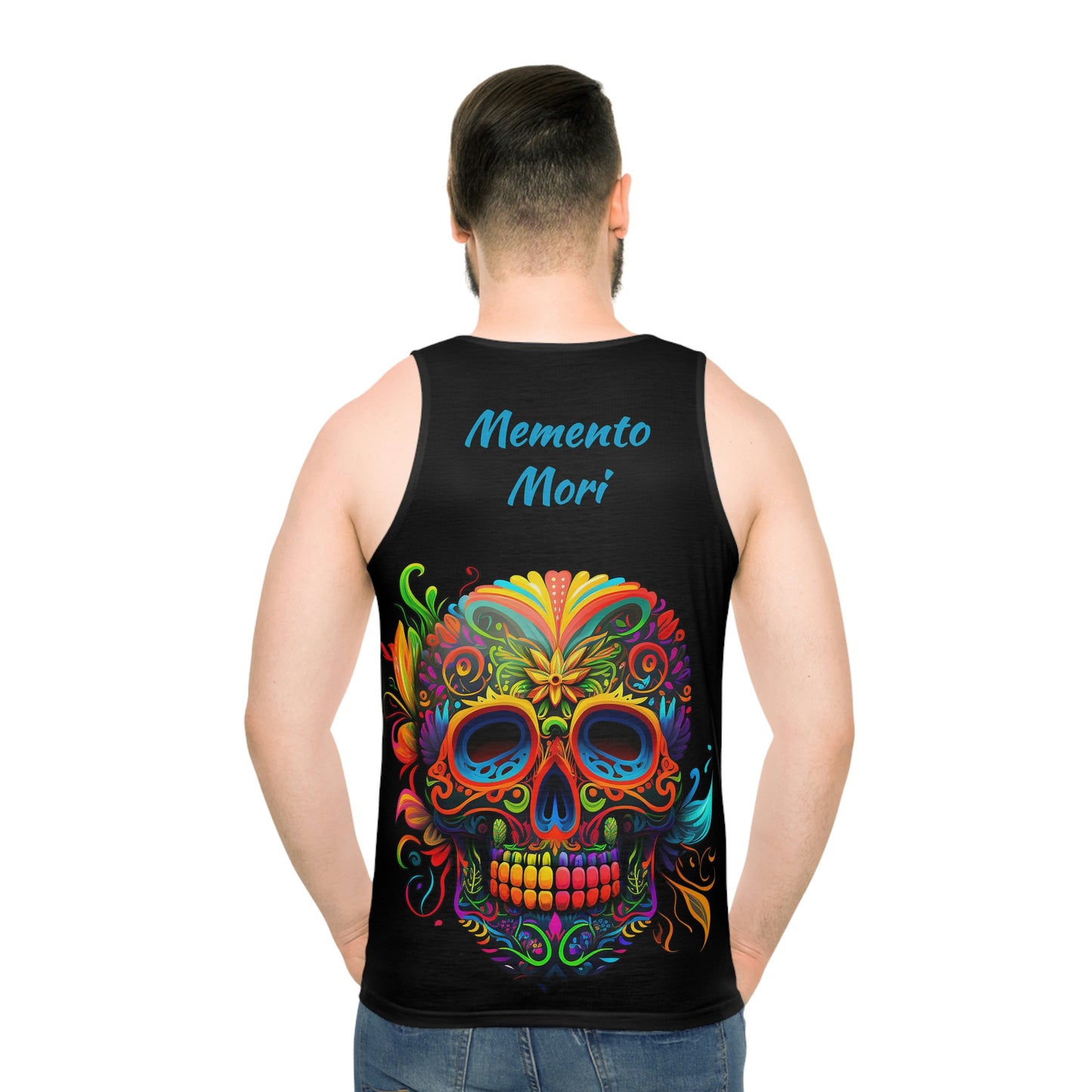 Neon Sugar Skull "Memento Mori" Unisex Tank Top (AOP)