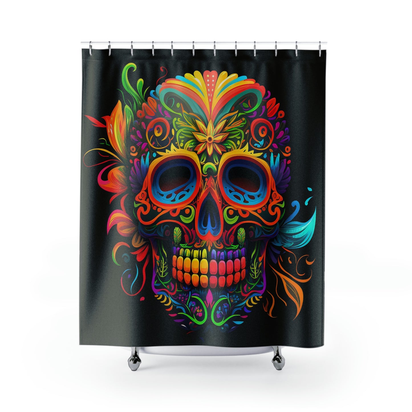 Neon Sugar Skull Shower Curtains
