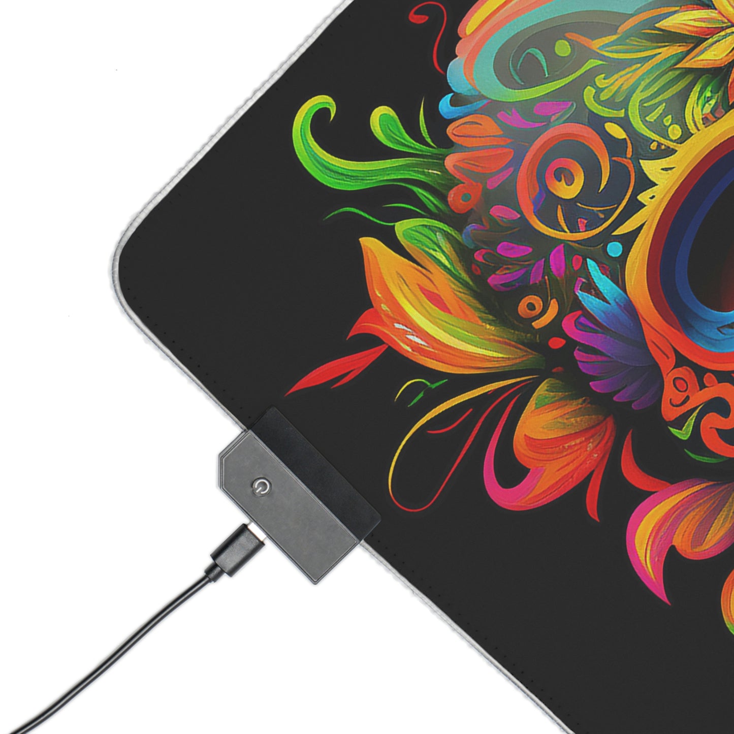 Neon Sugar Skull LED Gaming Mouse Pad