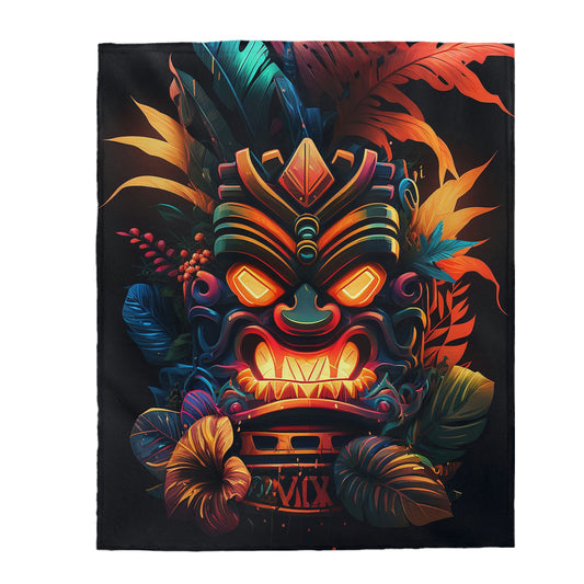 Fire Tiki Velveteen Plush Blanket