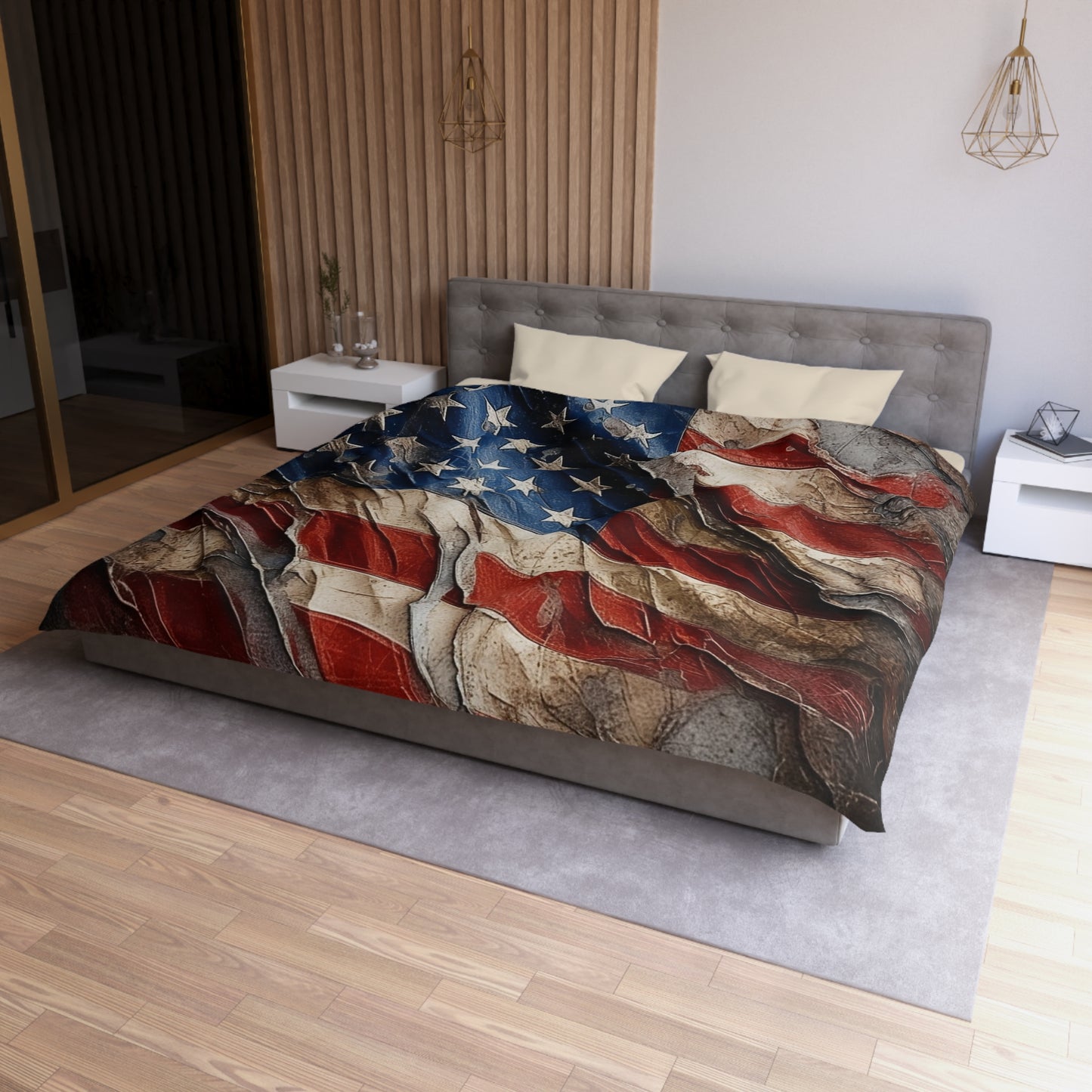 Distressed American Flag Microfiber Duvet Cover