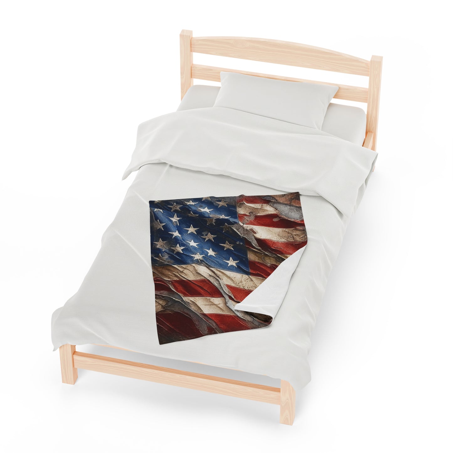 Distressed American Flag Velveteen Plush Blanket