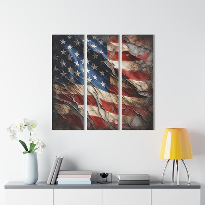 Distressed American Flag Acrylic Prints (Triptych)