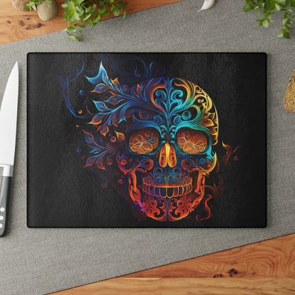 Elemental Flame Sugar Skull Glass Cutting Board