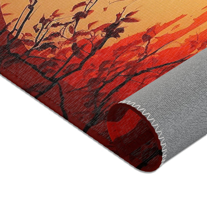 Japanese Sunset Samurai Area Rug