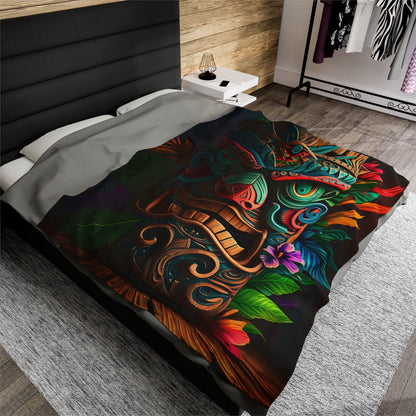 Tiki Idol Velveteen Plush Blanket