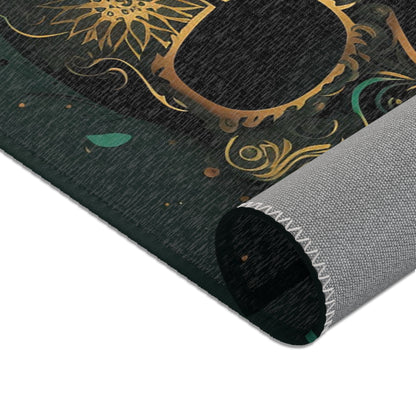 Green & Gold Sugar Skull Area Rug