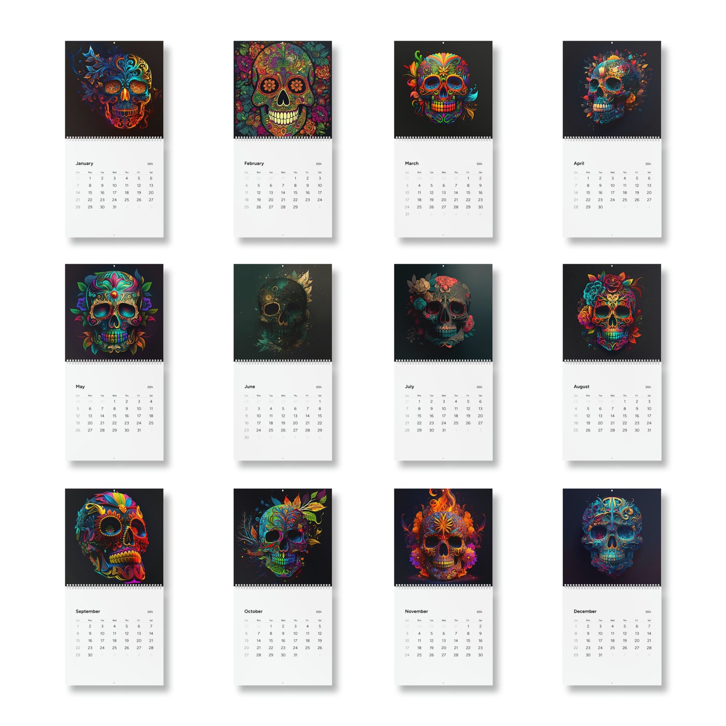 Sugar Skull Wall Calendar (2024)