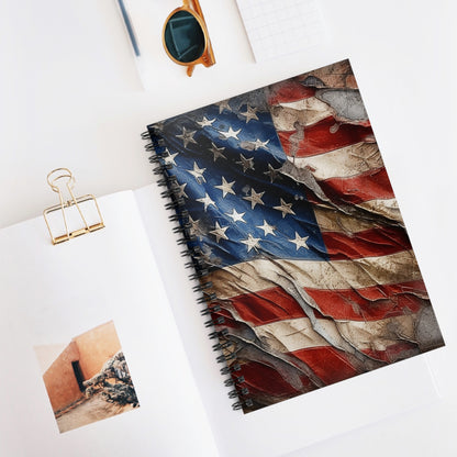 Distressed American Flag Spiral Notebook - Ruled Line