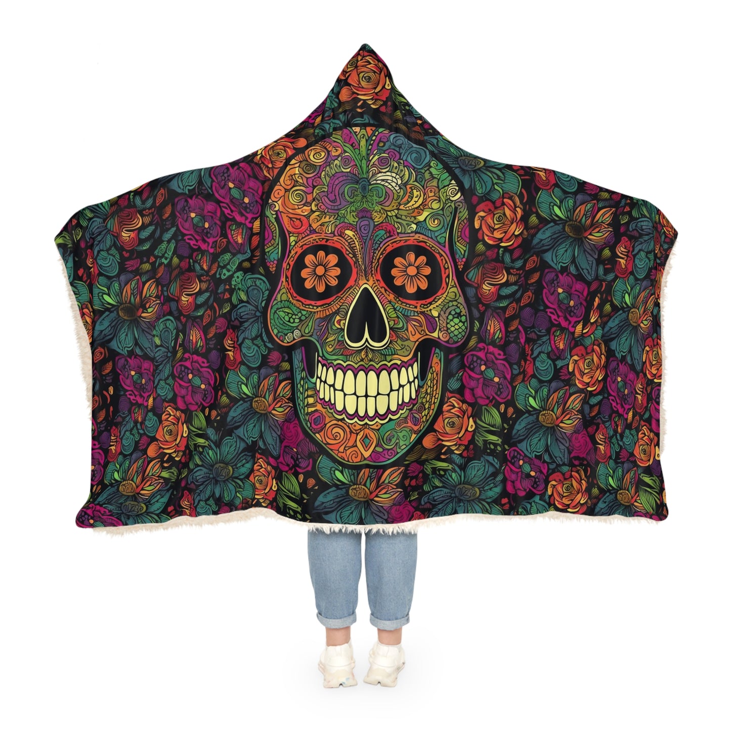 Retro Sugar Skull Snuggle Blanket