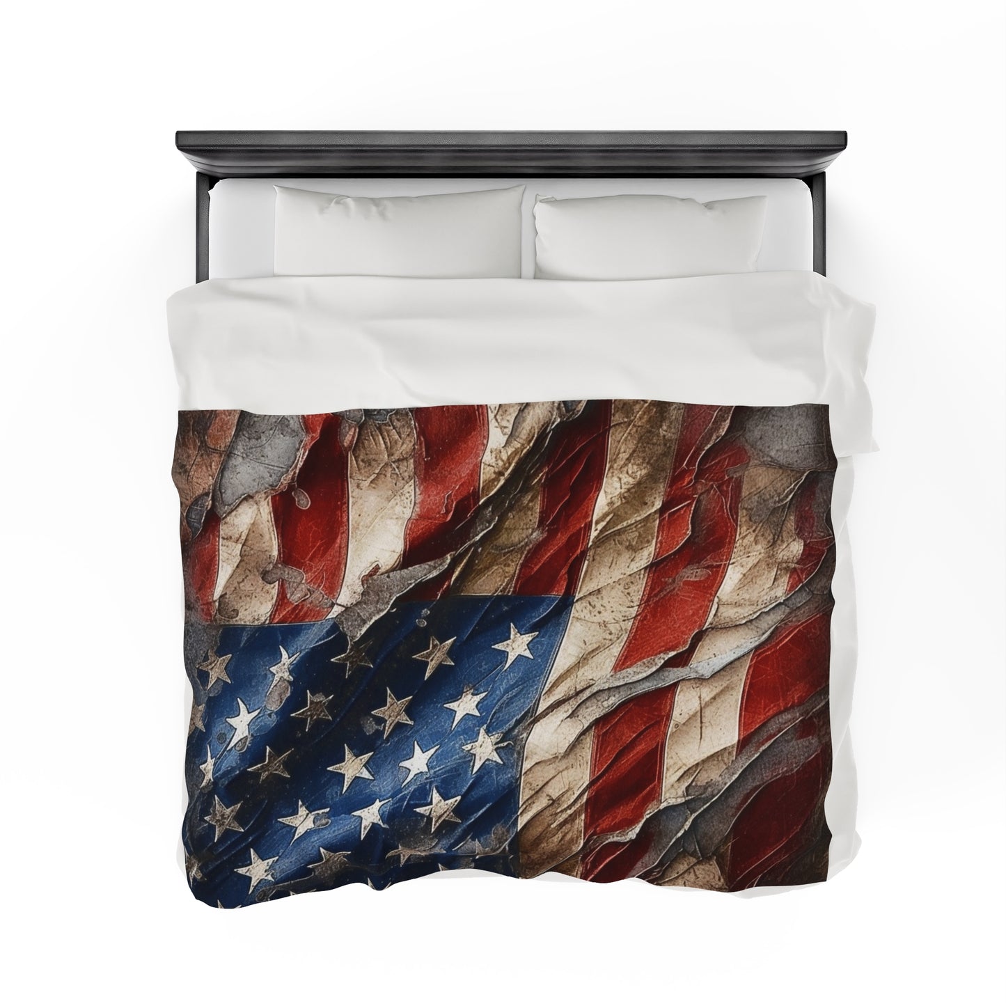 Distressed American Flag Velveteen Plush Blanket