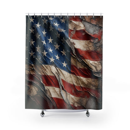 Distressed American Flag Shower Curtains