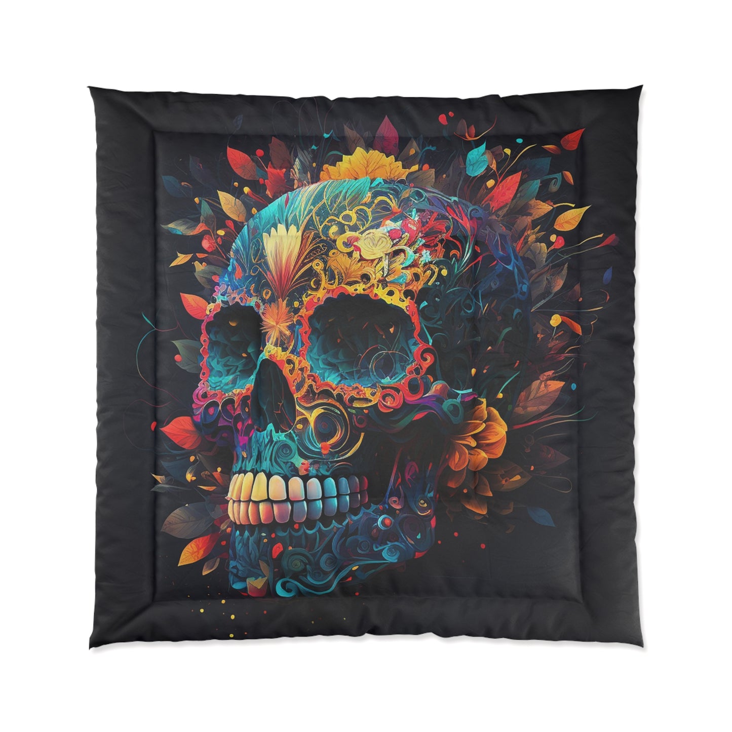 Blue Sugar Skull Comforter