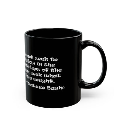 Autumn Samurai Black Mug - 11oz and 15oz with Quote by Matsuo Basho