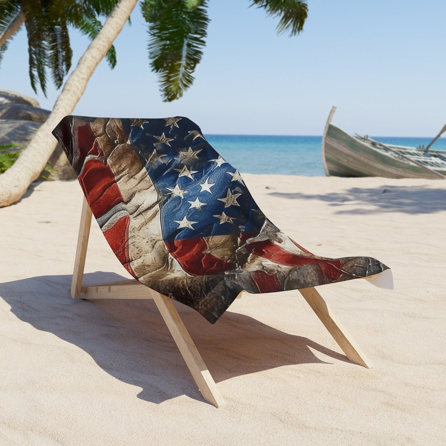 Distressed American Flag Beach Towel