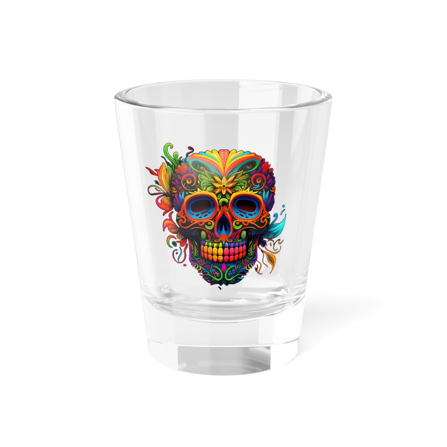 Neon Sugar Skull Shot Glass, 1.5oz