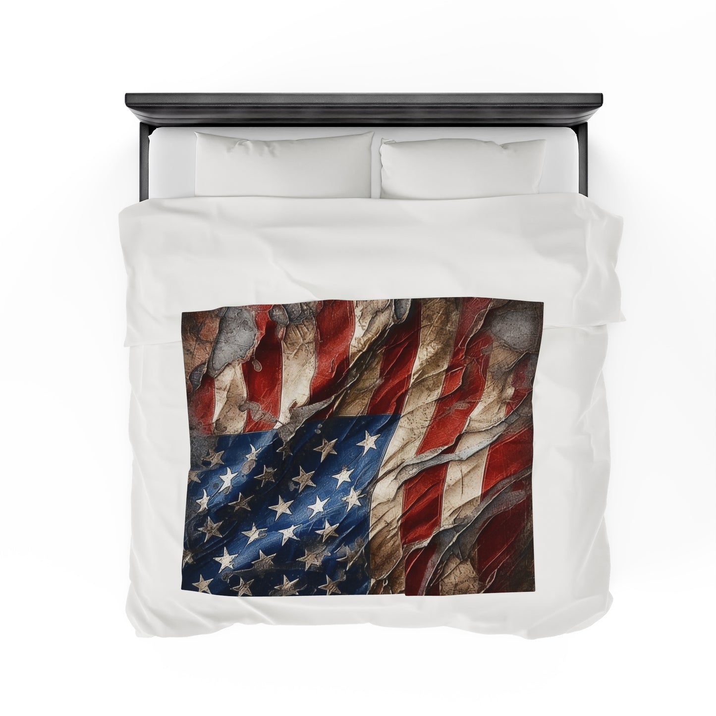 Distressed American Flag Velveteen Plush Blanket