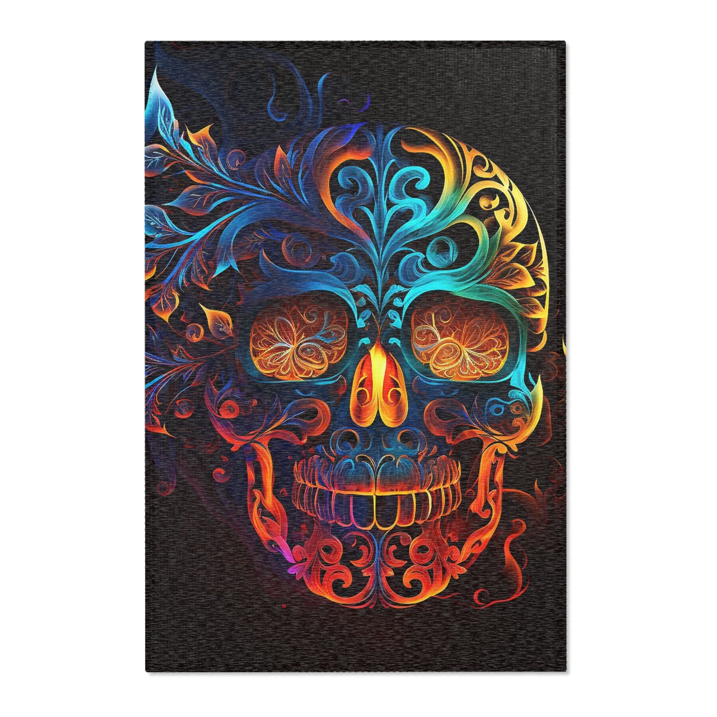 Eternal Flame Sugar Skull Area Rug product description