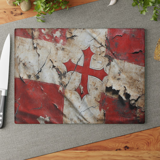 Templar Flag Glass Cutting Board