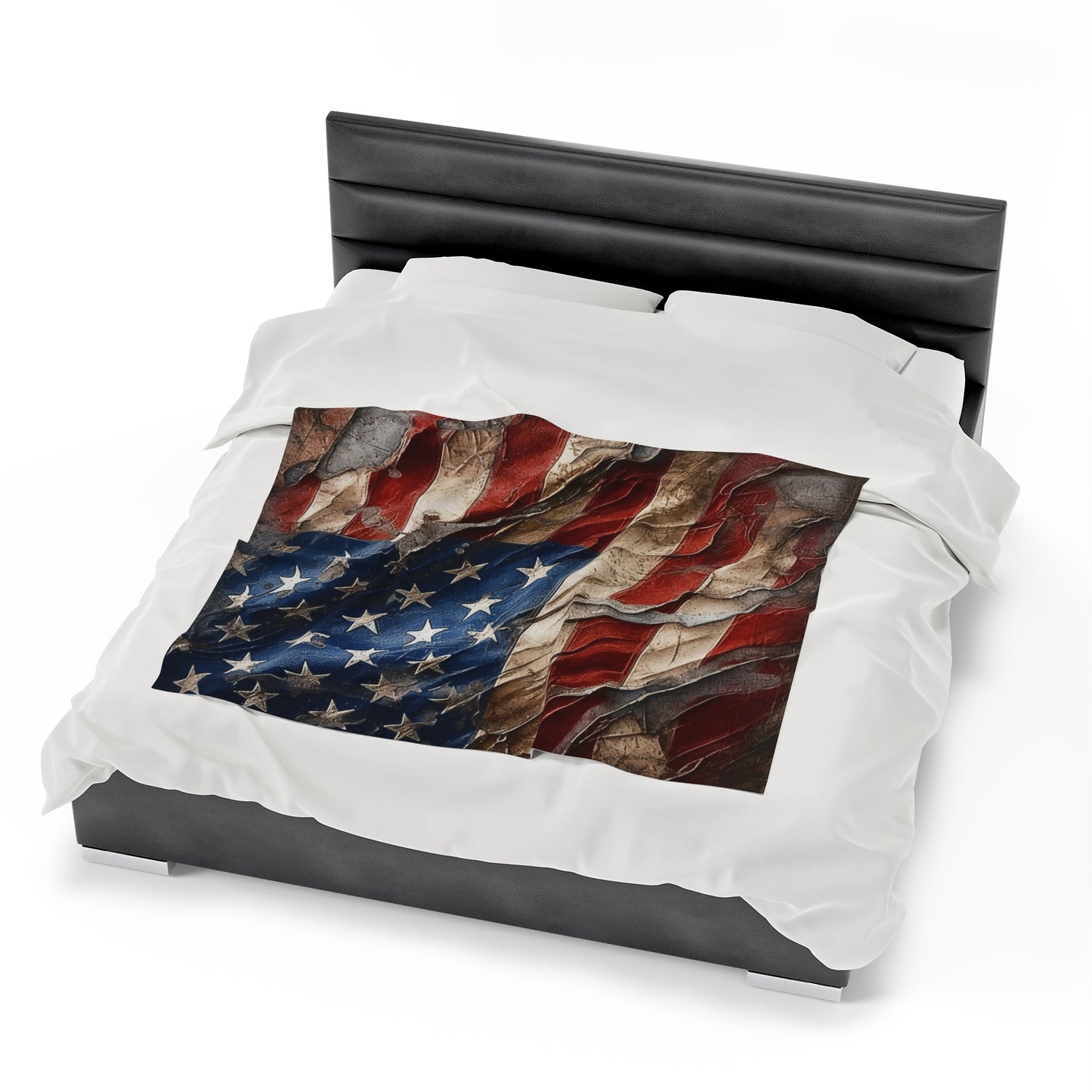 Distressed American Flag Velveteen Plush Blanket