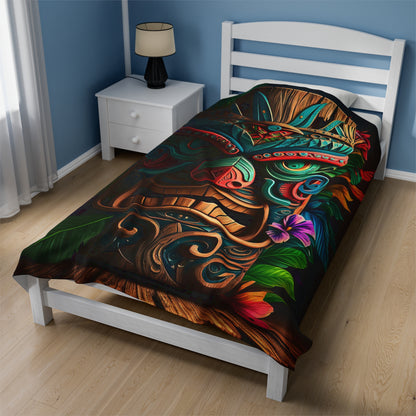 Tiki Idol Velveteen Plush Blanket