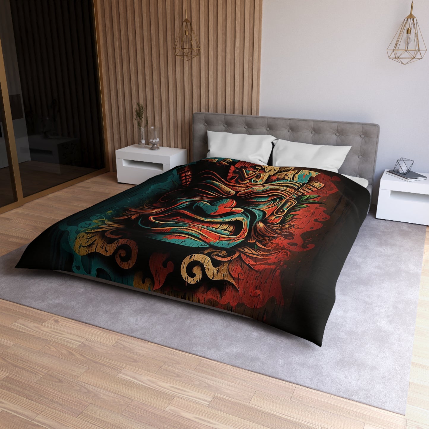 Angry Tiki Microfiber Duvet Cover