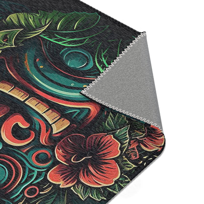 Green Tiki Area Rug