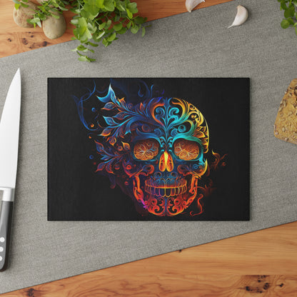 Elemental Flame Sugar Skull Glass Cutting Board