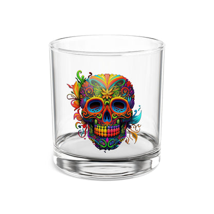 Neon Sugar Skull Rocks Glass, 10oz