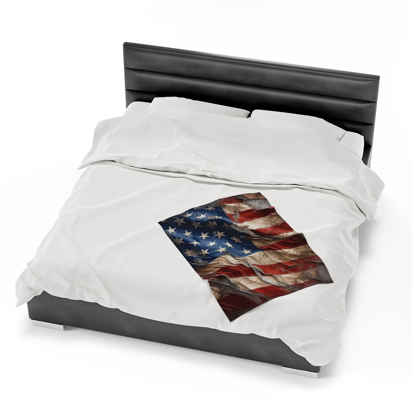 Distressed American Flag Velveteen Plush Blanket