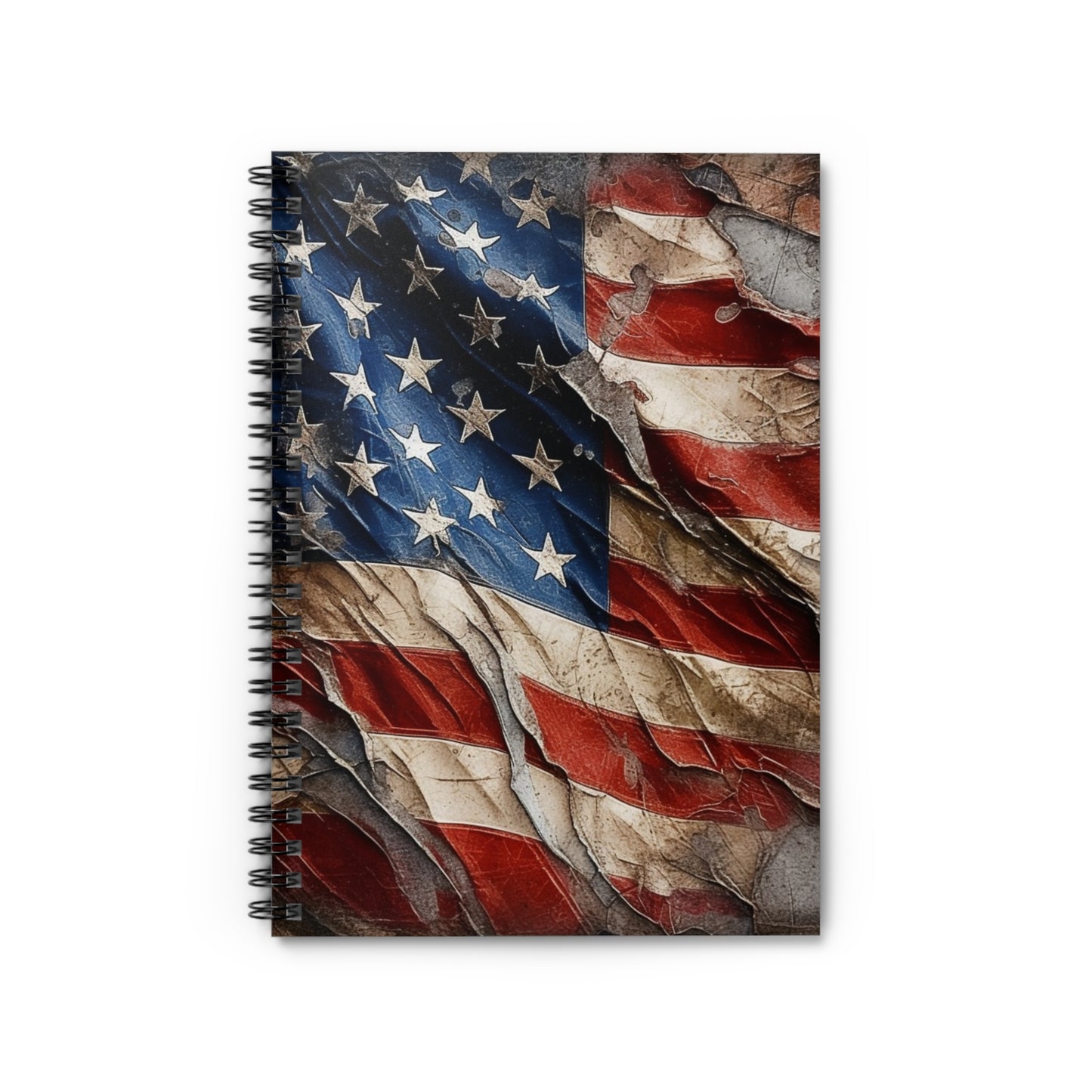 Distressed American Flag Spiral Notebook - Ruled Line