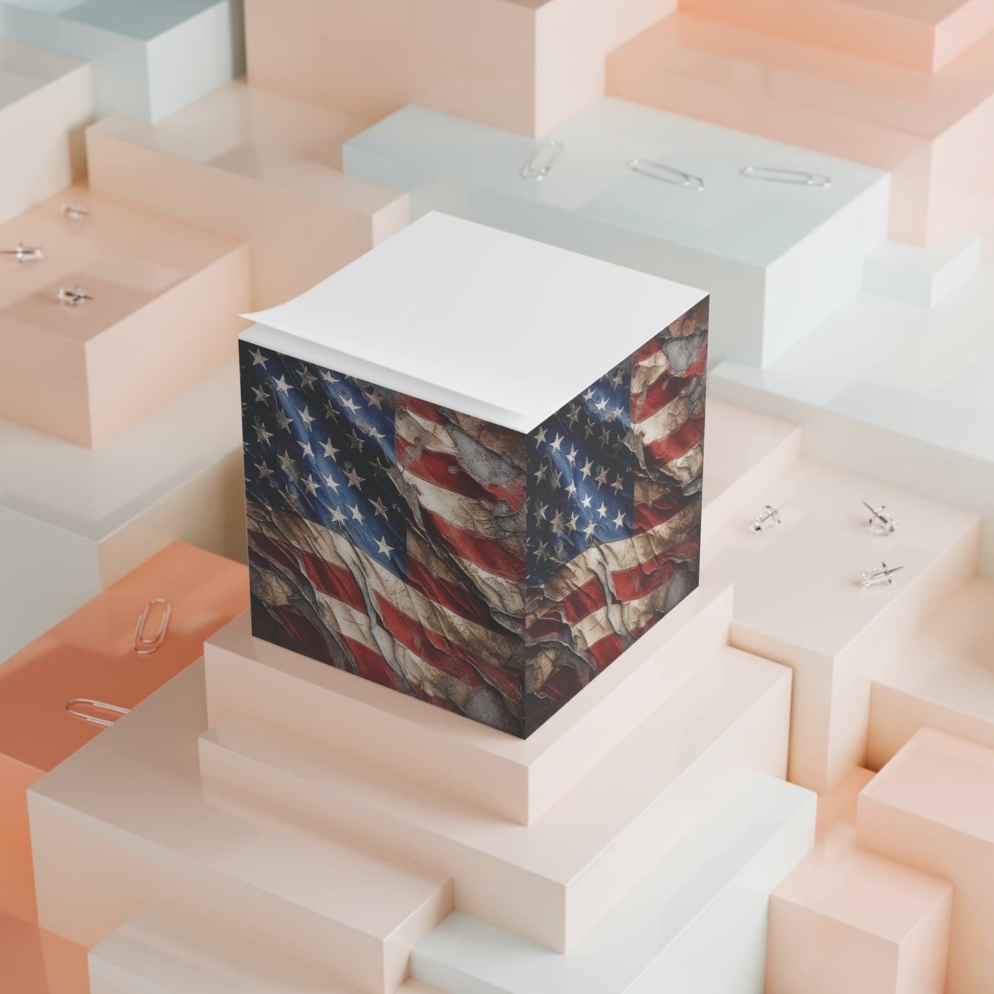 Distressed American Flag Note Cube