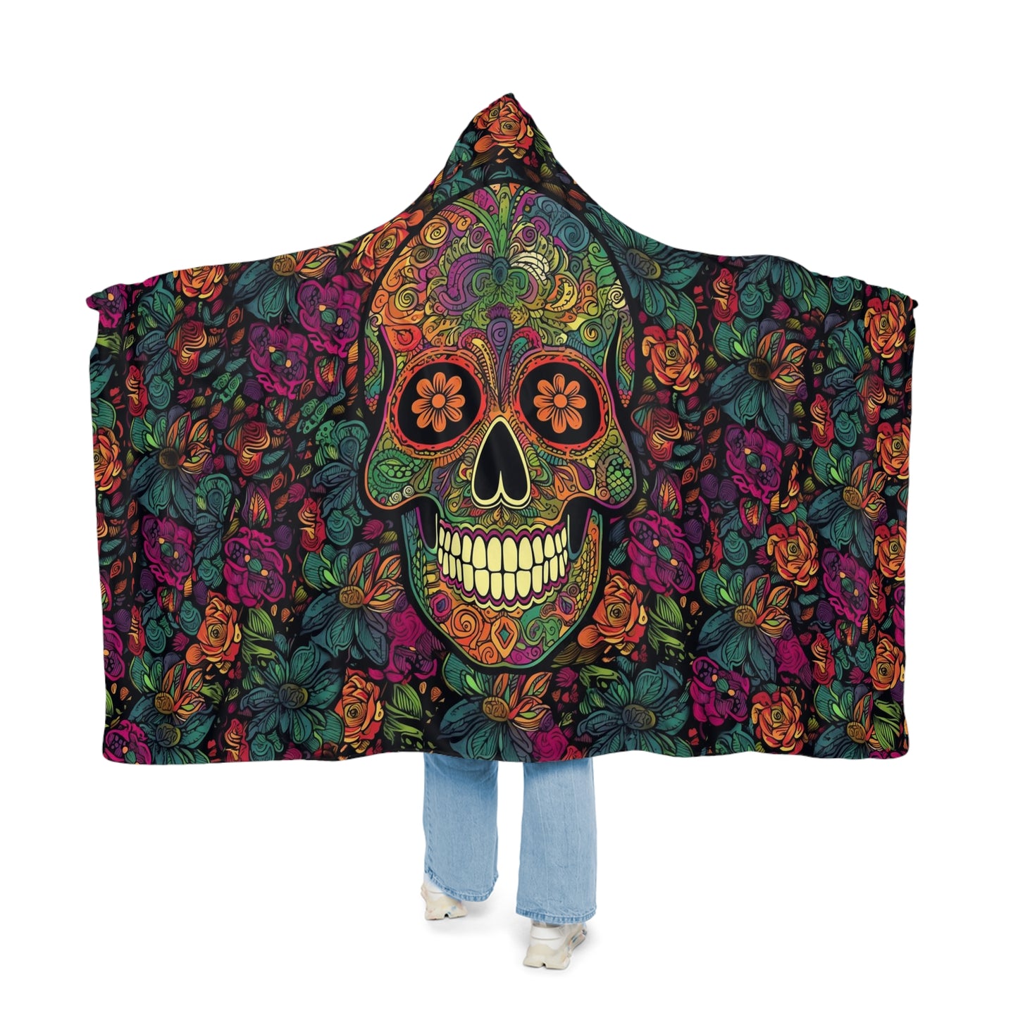 Retro Sugar Skull Snuggle Blanket