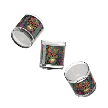 Retro Sugar Skull Rocks Glass, 10oz