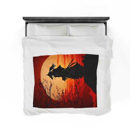 Mountain Sunset Velveteen Plush Blanket