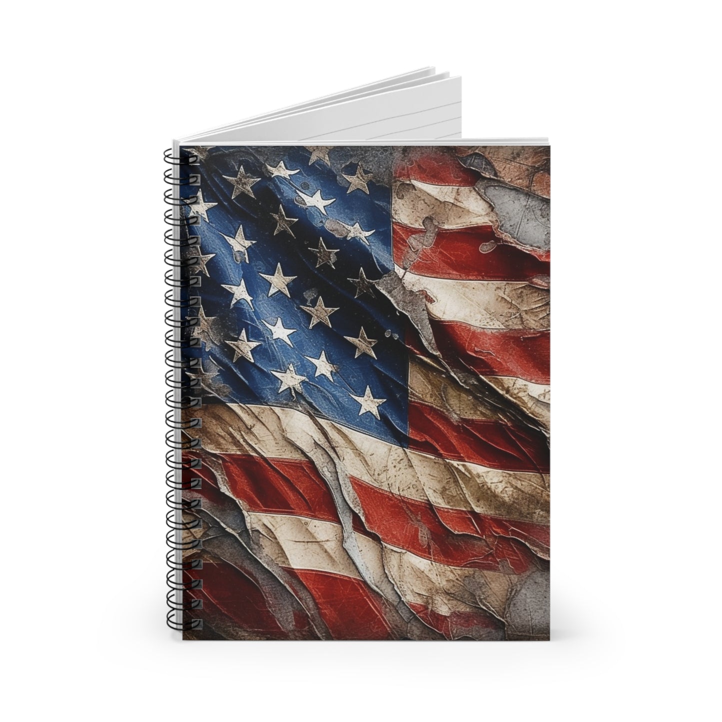 Distressed American Flag Spiral Notebook - Ruled Line