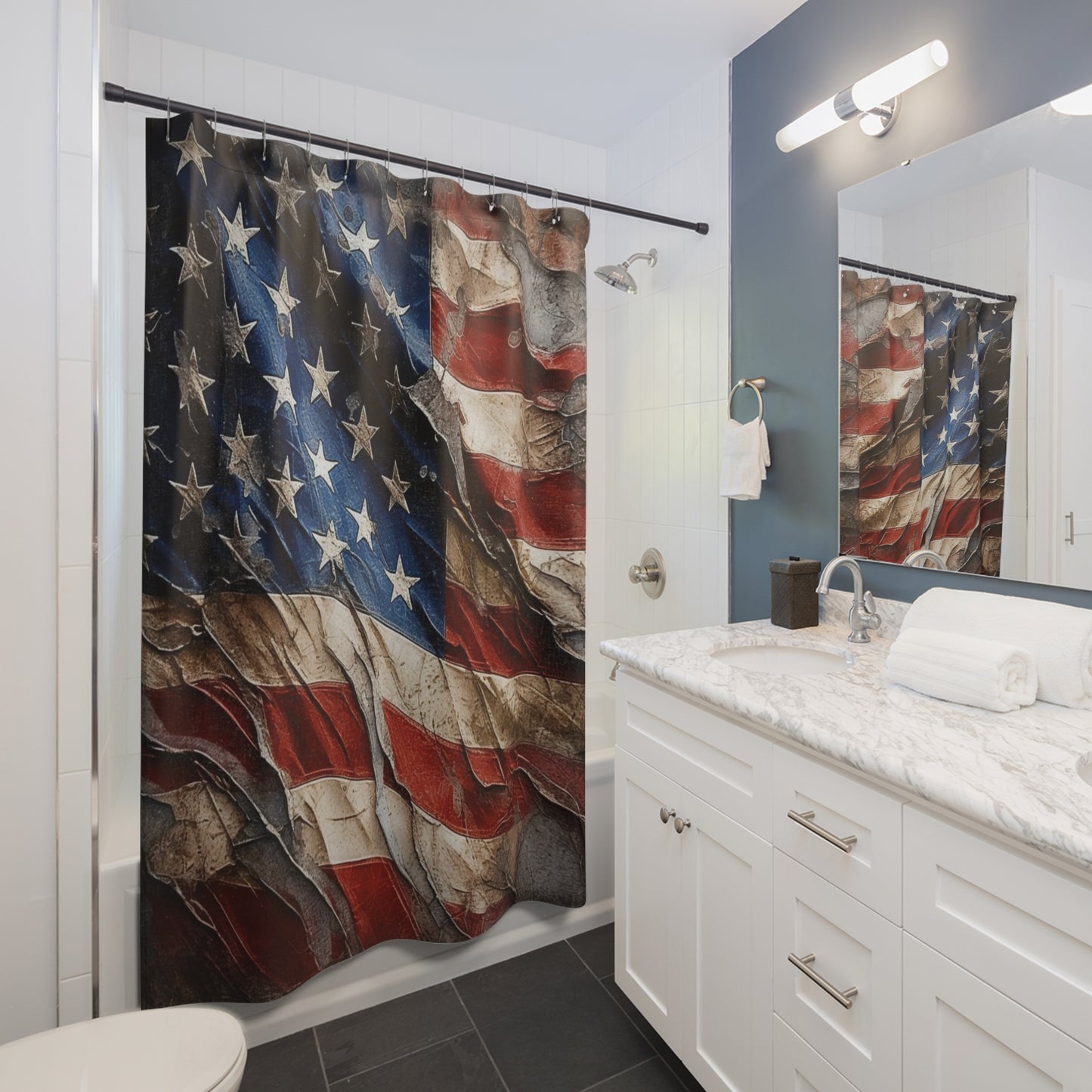 Distressed American Flag Shower Curtains