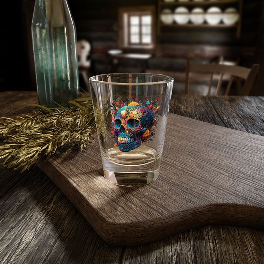 Blue Sugar Skull Shot Glass, 1.5oz