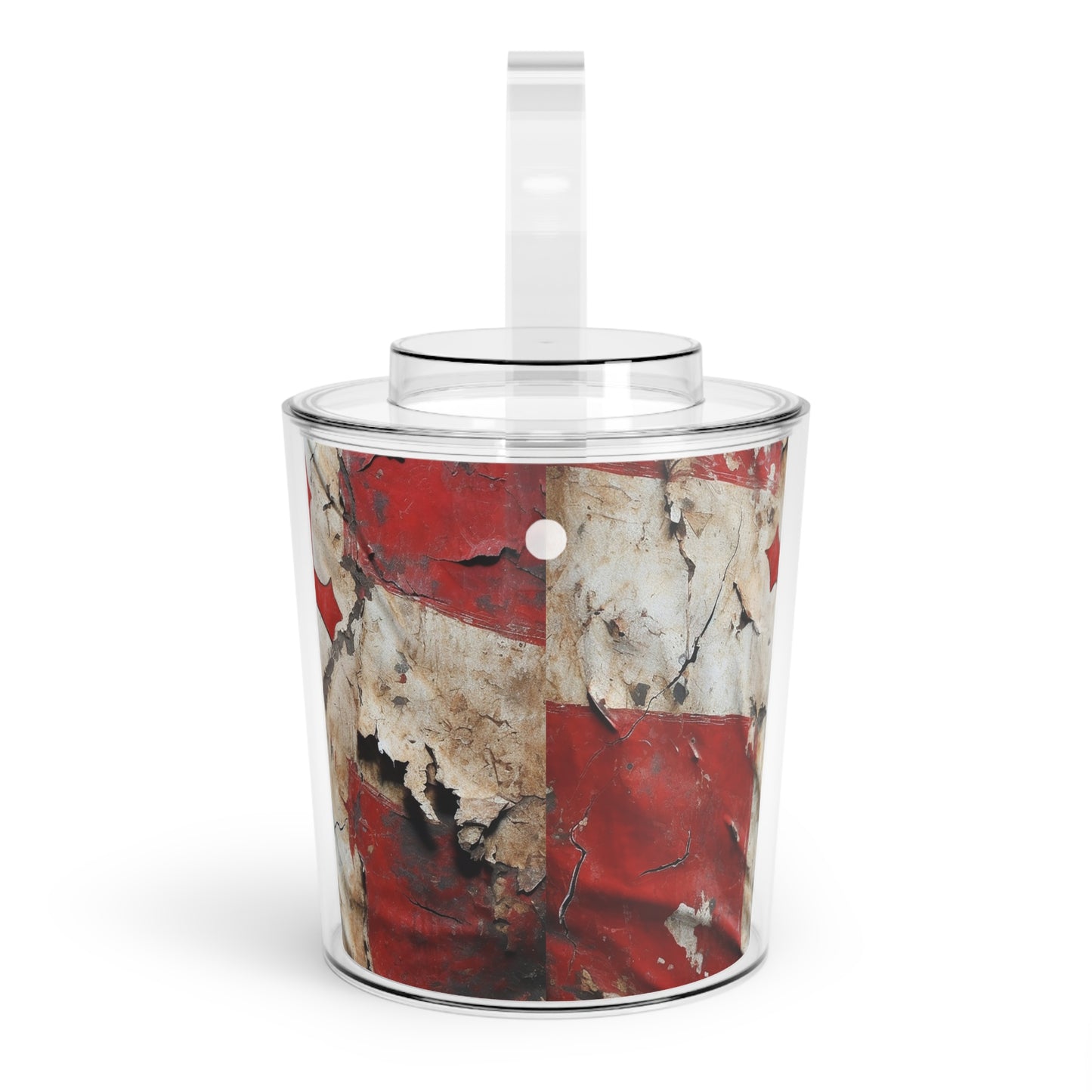 Distressed Templar Flag Ice Bucket with Tongs
