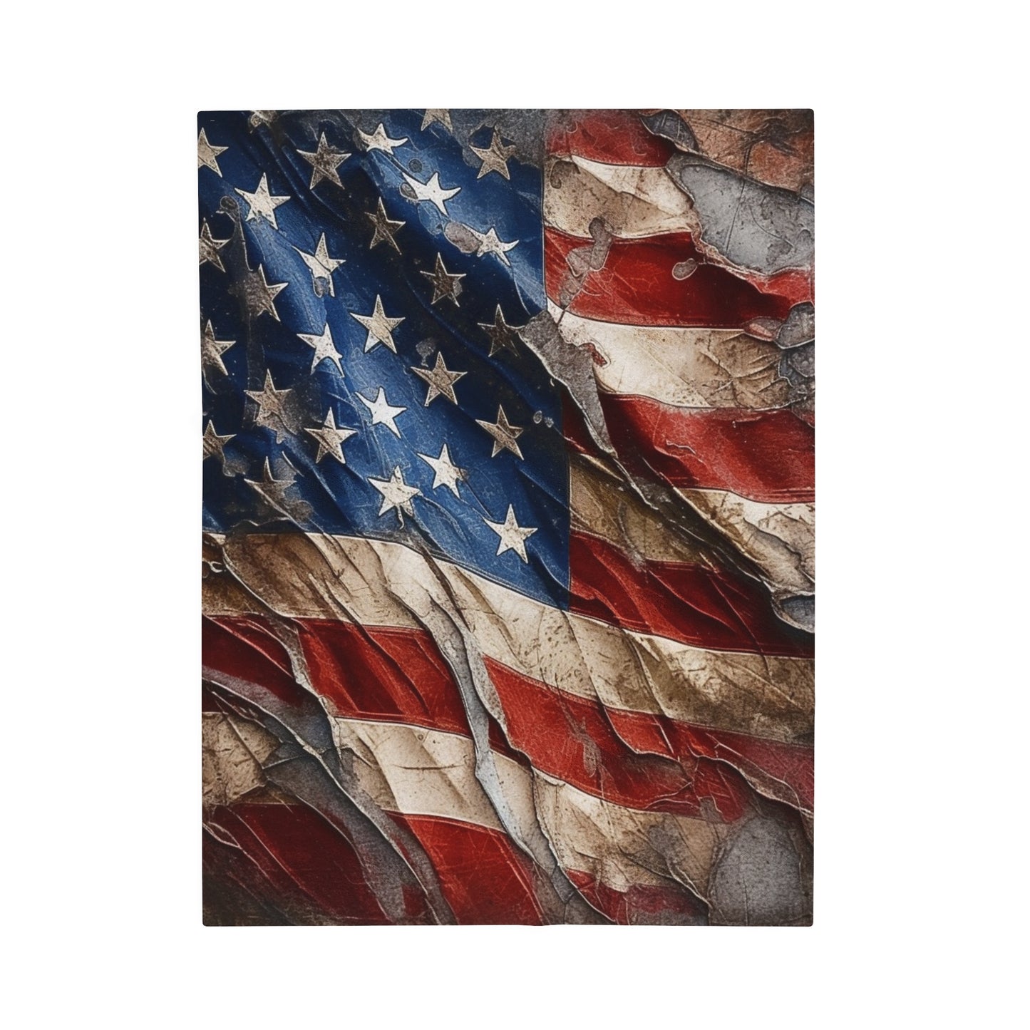 Distressed American Flag Velveteen Plush Blanket