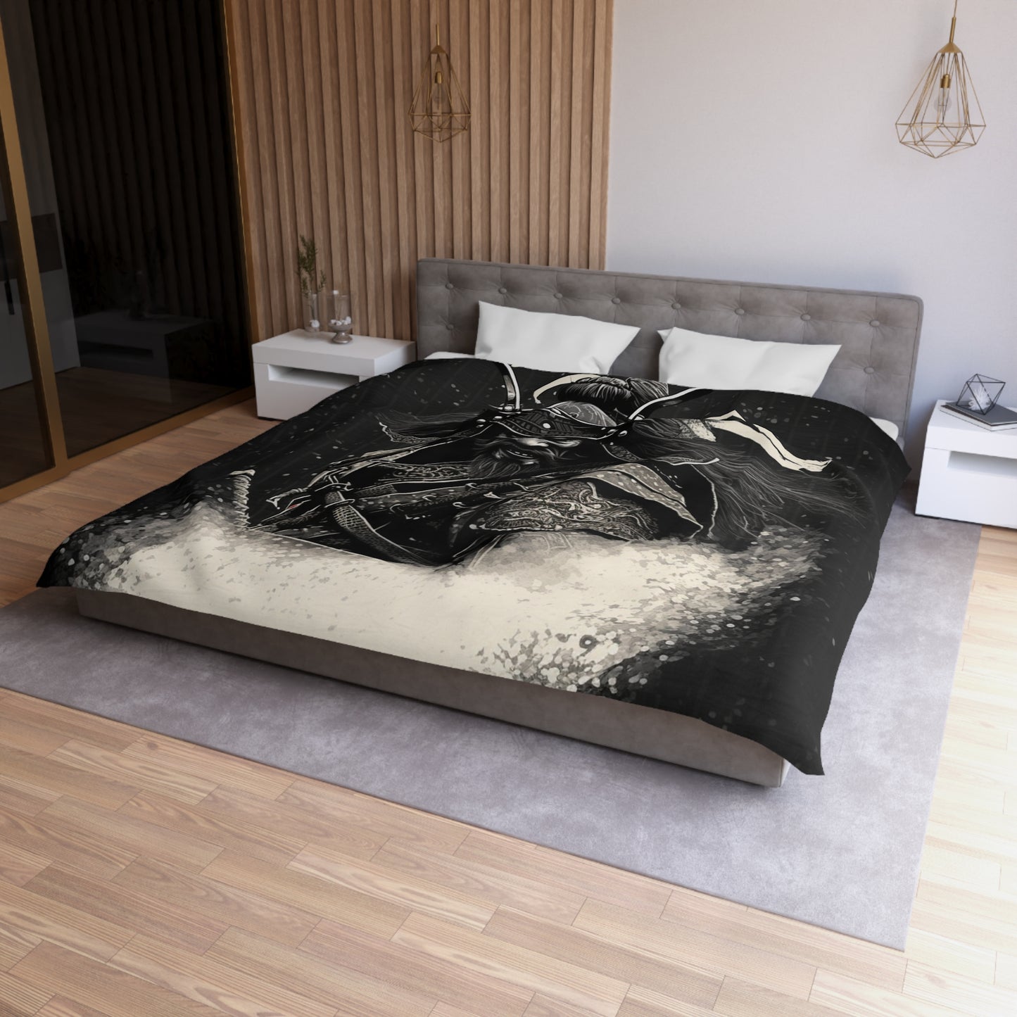 Bearded Samurai Microfiber Duvet Cover