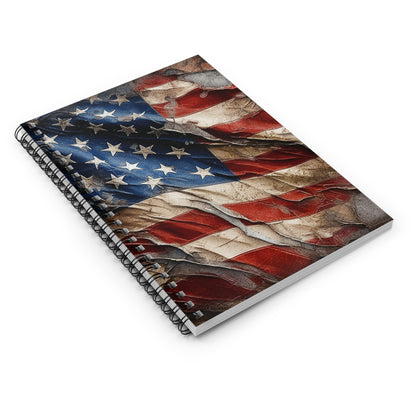 Distressed American Flag Spiral Notebook - Ruled Line