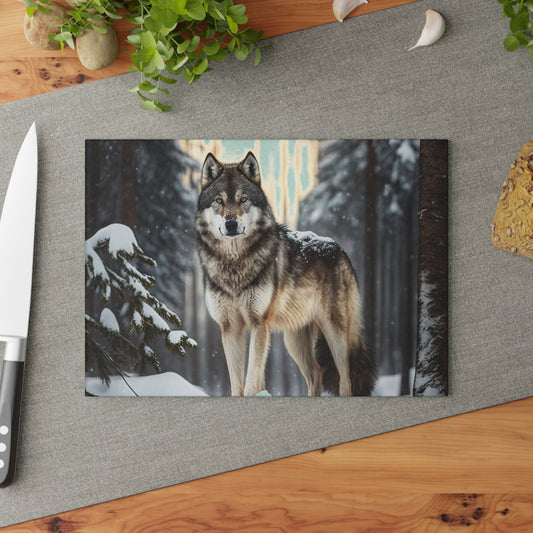 Grey Wolf Glass Cutting Board