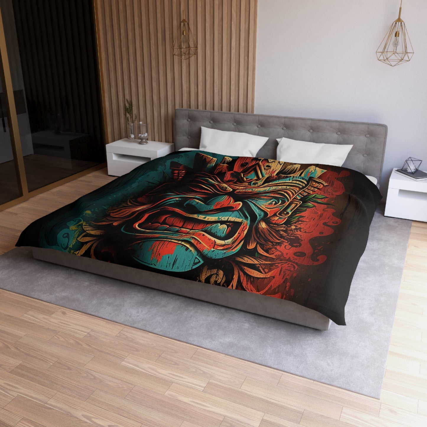 Angry Tiki Microfiber Duvet Cover